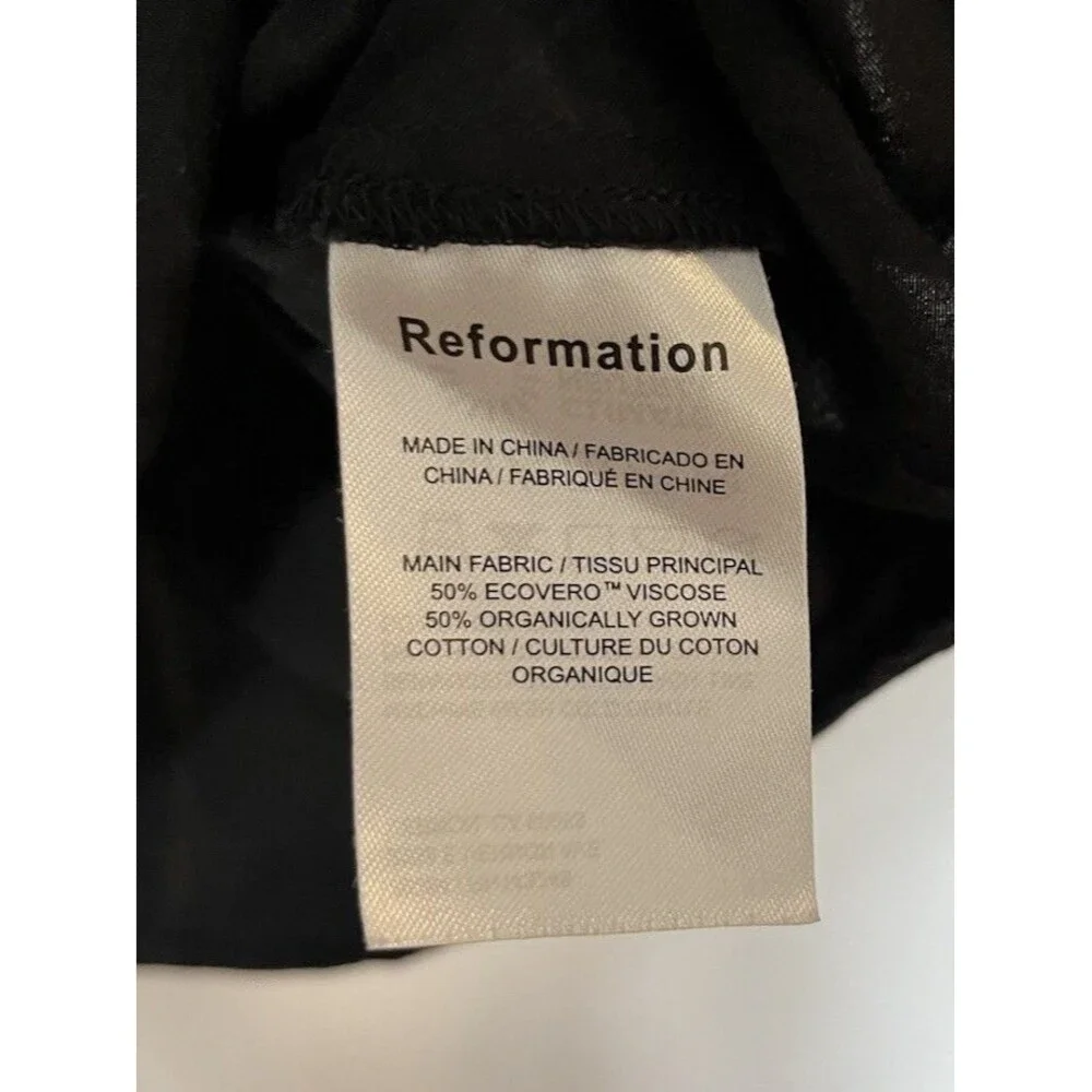 Reformation Black Square Neck Long Puff Sleeve Suzanne Boho Blouse Size Large